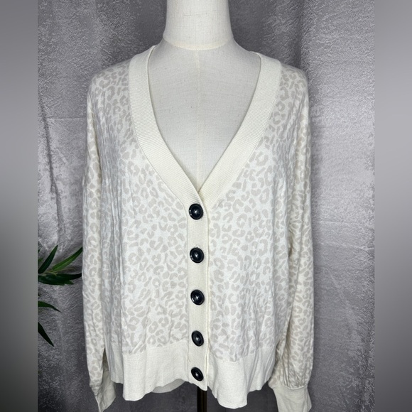 NWT Sanctuary Women’s Leopard Print Cardigan Cream Sz M - Picture 2 of 12